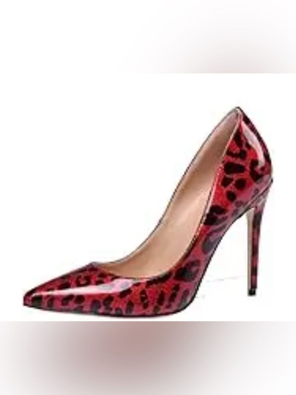 AOOAR Women's Metallic Red Cheetah Print Dress Pumps Shoes, Size 10, Never worn.